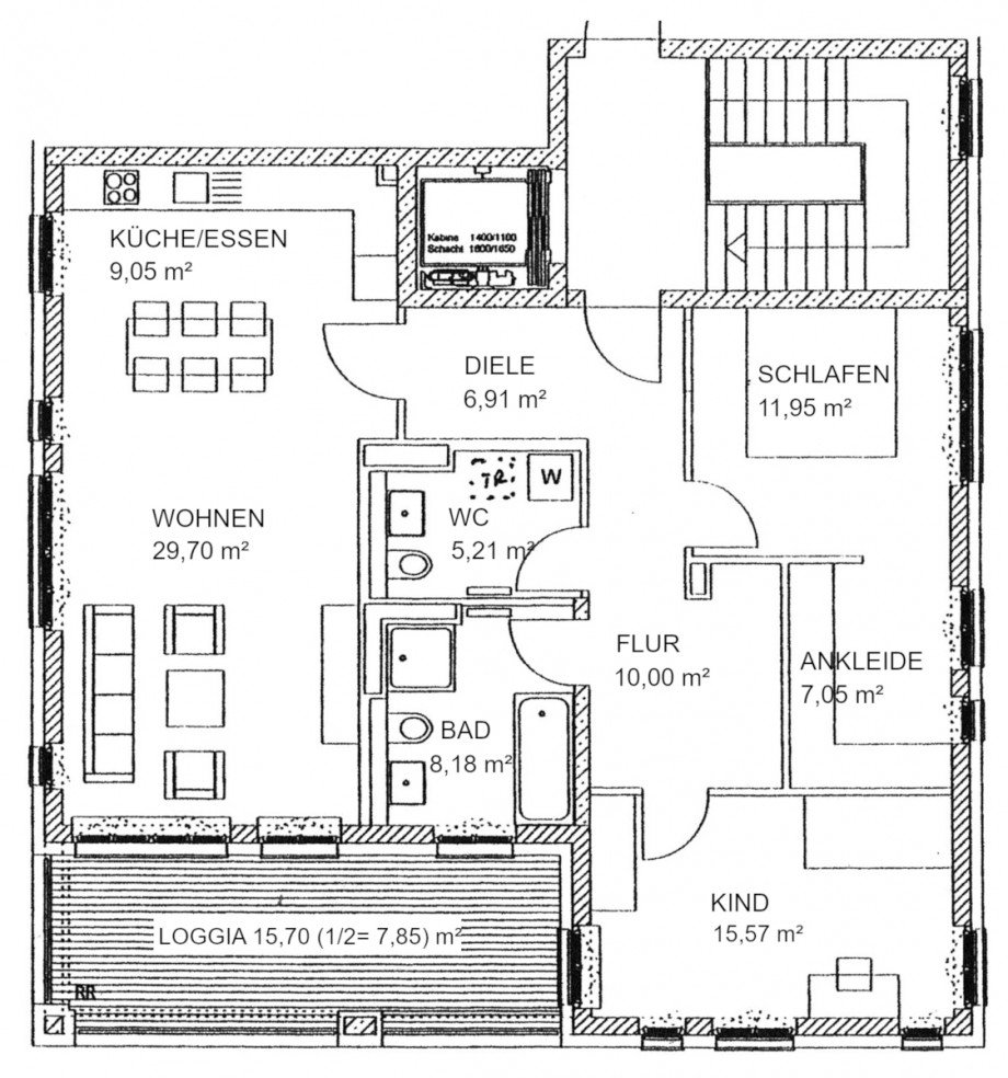17-Grundri�-ca-Masse Wohnung M�nchen