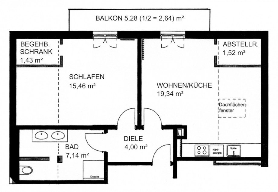 11-Grundri�-ca-Ma�e Dachgeschosswohnung Bad T�lz